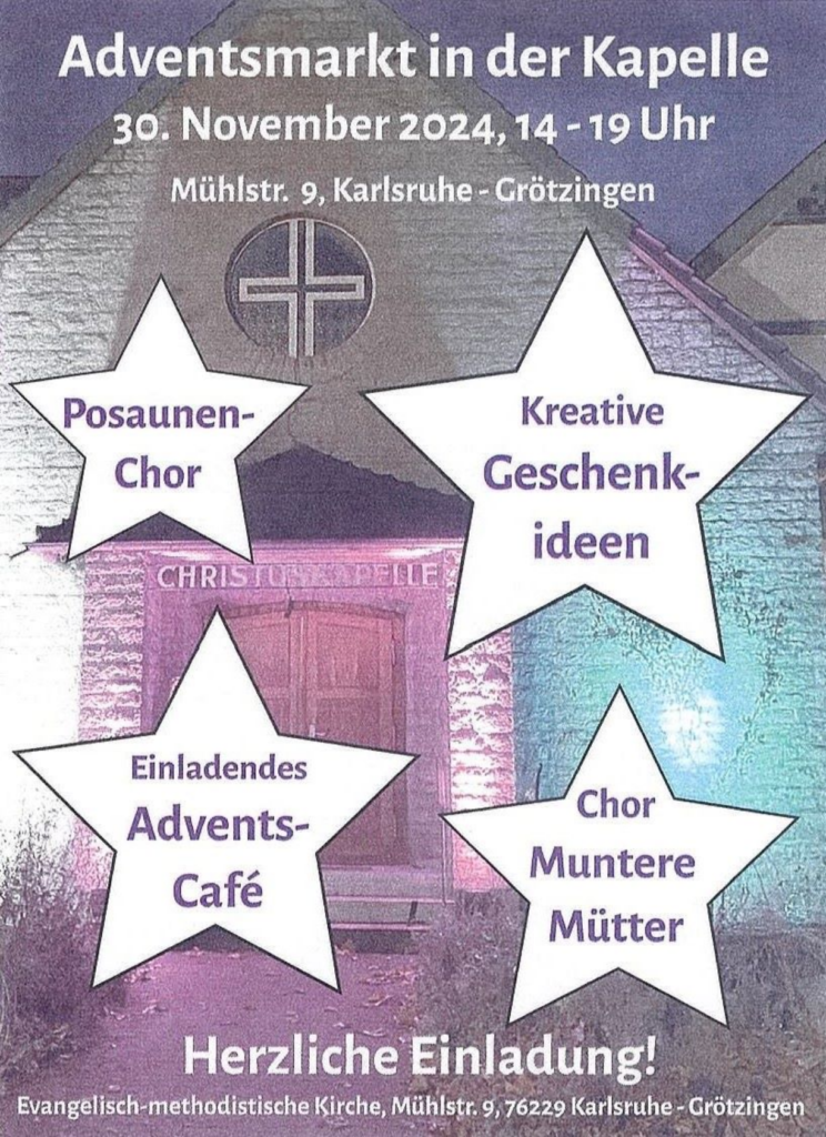 Adventsmarkt in der Kapelle am 30.11., 14-19 Uhr